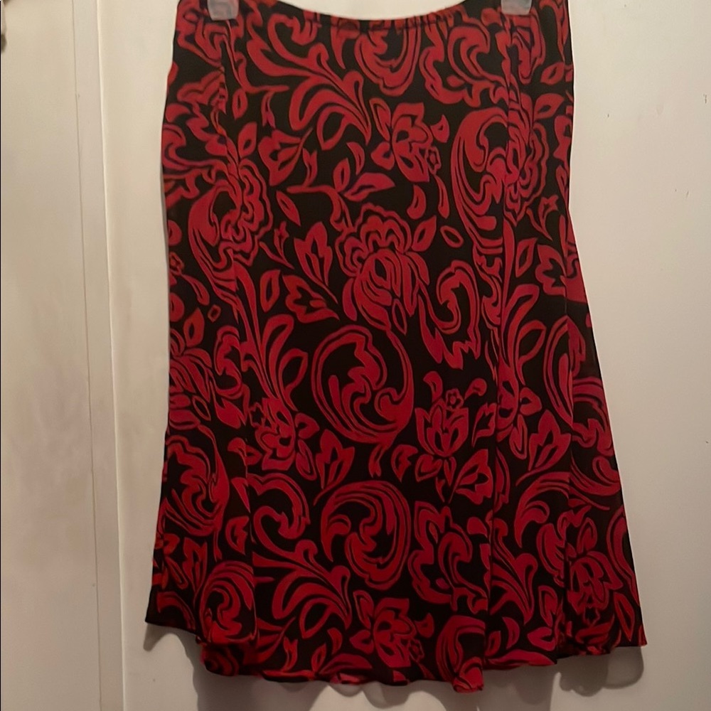 Red and Black A-Line Skirt